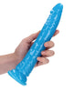 Załaduj obraz do przeglądarki galerii, Shots RealRock 10" Slim Dildo Glow in the Dark - Neon Blue
