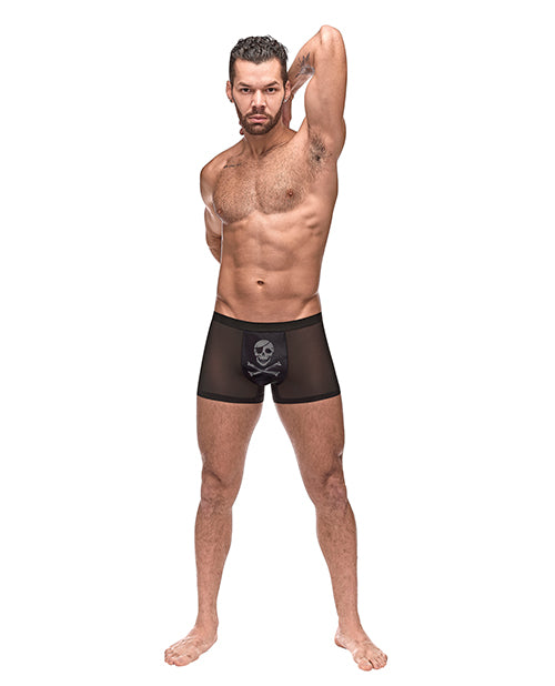 Private Screening Micro Mesh Modal Skull Pouch Short Black