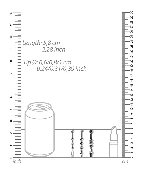 Shots Ouch Conjunto de tapones metálicos para sondaje uretral - 58 mm