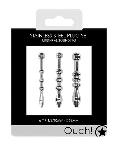 Shots Ouch Conjunto de tapones metálicos para sondaje uretral - 58 mm