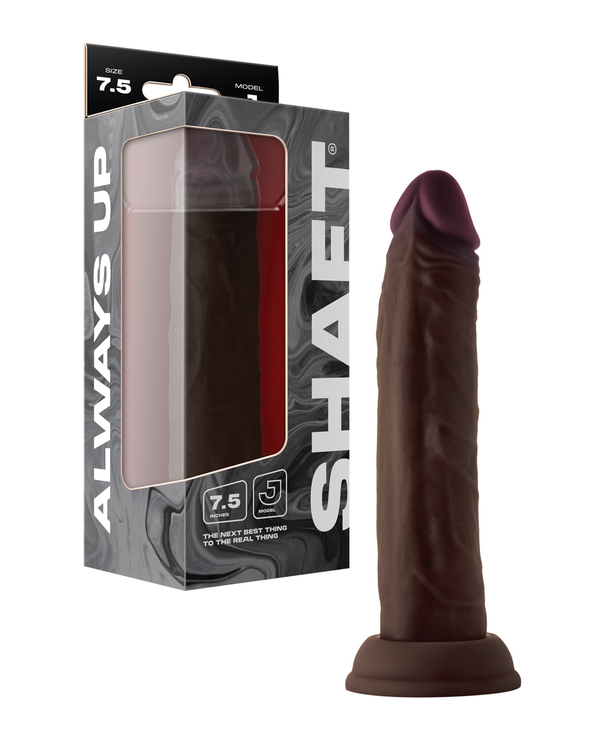 Shaft Model J Flexskin Liquid Silicone Seven Point Five Inch Dildo Mahogany