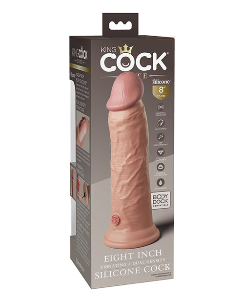King Cock Elite Pene Vibrante in Silicone a Doppia Densità da 8" - Chiaro