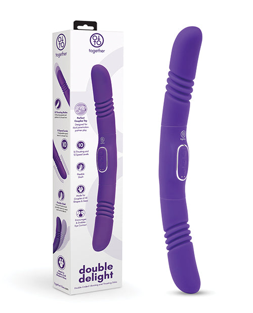 Load image into Gallery viewer, Together Double Delight Double-Ended Vibrating &amp; Thrusting Vibrator - Purple
