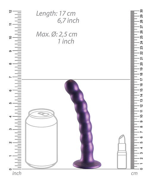 Shots Ouch 6.5" Beaded G-Spot Dildo - Metallic Purple