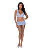 Indlæs billede i gallerifremviser, Ooh La Lace Bralette, Garter Skirt &amp; G-String Periwinkle S/M
