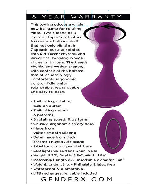 Gender X Jucărie Vibratoare și Rotativă Ball Game Mov Deluxe