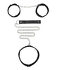 Load image into Gallery viewer, Shots Ouch Black &amp; White Velcro Collar w/Leash &amp; Hand Cuffs - Black
