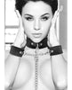 Load image into Gallery viewer, Shots Ouch Black &amp; White Velcro Collar w/Leash &amp; Hand Cuffs - Black
