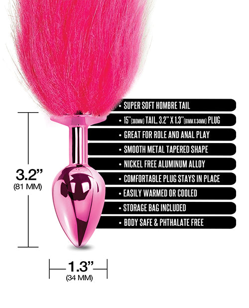 Nixie Metall-Butt-Plug mit Kunstpelzschwanz - Pink Metallic