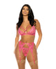 Load image into Gallery viewer, Aphrodite Lace Keyhole Bralette w/Garters &amp; G-String - Raspberry L/XL
