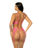 Load image into Gallery viewer, Aphrodite Lace Keyhole Bralette w/Garters &amp; G-String - Raspberry L/XL
