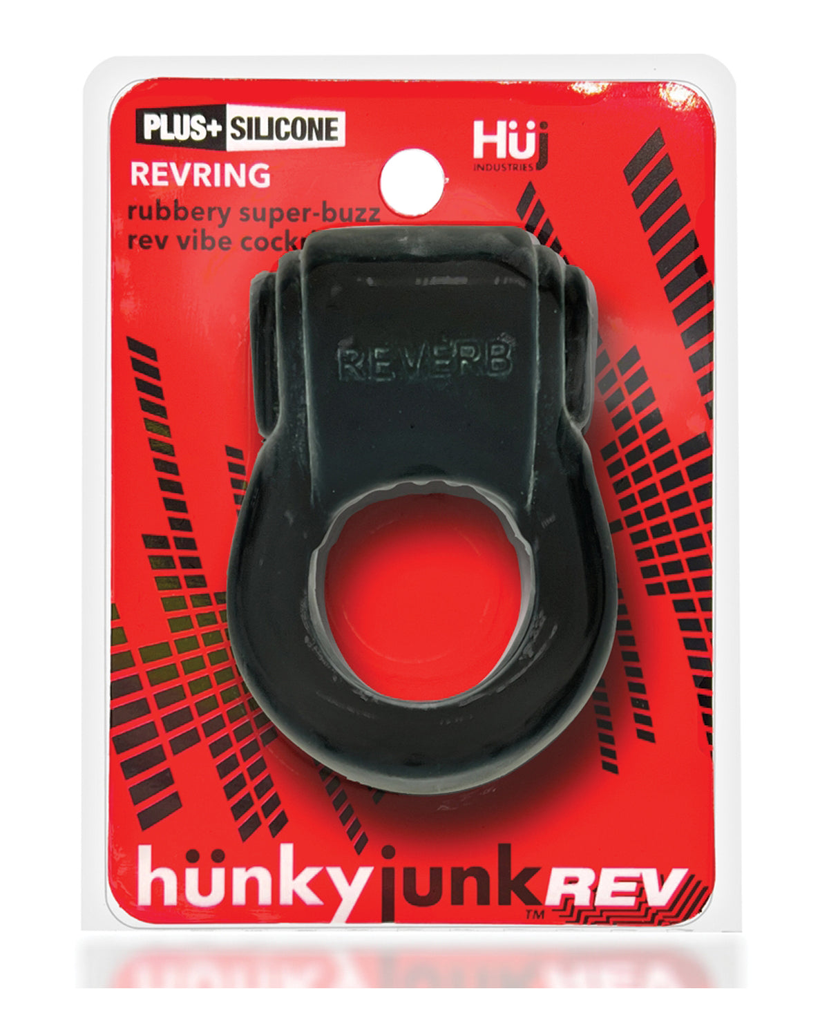 Hunkyjunk Revring Cock Ring w/Vibe - Tar w/Red Vibe