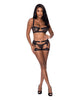 Load image into Gallery viewer, Rude Awakening Balconette Bra &amp; Stirrup Split Crotch Thong Black L/XL
