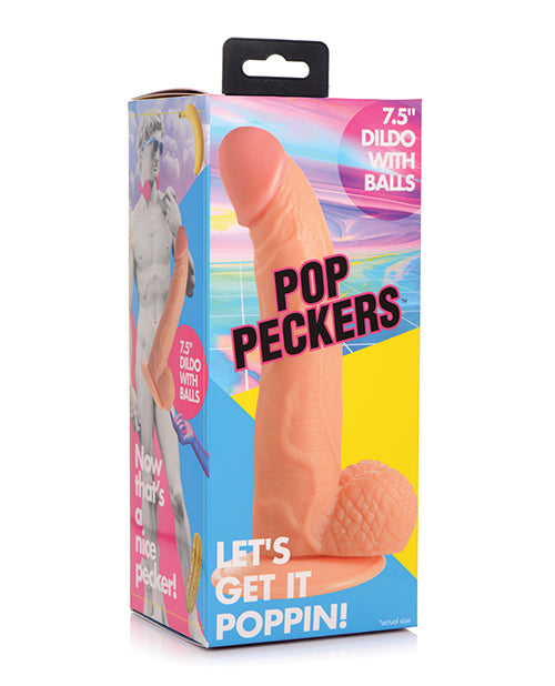Pop Peckers 7.5" dildo met ballen - licht
