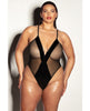 Cargue la imagen en el visor de la galería, FETISH Finesse Soft Cup Vinyl &amp; Mesh Teddy w/Barbell Black 1X/2X
