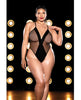 Cargue la imagen en el visor de la galería, FETISH Finesse Soft Cup Vinyl &amp; Mesh Teddy w/Barbell Black 1X/2X
