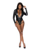 Cargue la imagen en el visor de la galería, Liquid Onyx Long Sleeve Teddy w/Harness Caging Black S/M
