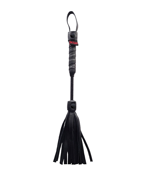 Rouge Mini Leather Flogger Black 26cm For Sensual Play