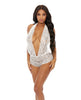 Ladda bilden i Galleri Viewer, Sheer Lace Deep V Halter Bodysuit w/Open Crotch White XL
