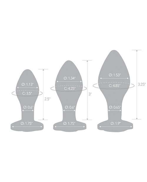 Glas 3 pc Heart Jewel Glass Anal Training Kit