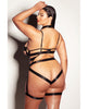 Bild in den Galerie-Viewer laden, FETISH Lethal Underwire Peek A Boo Vinyl Teddy w/Choker Black 2X
