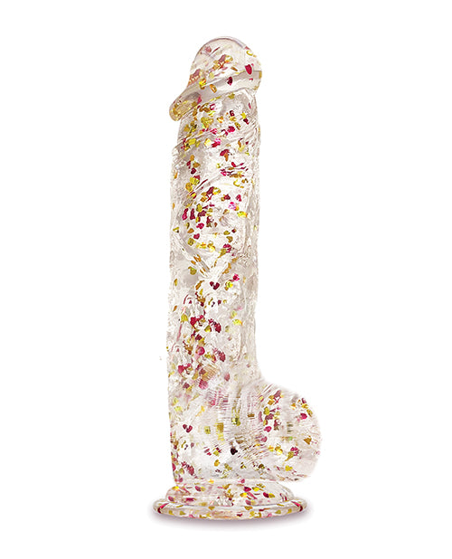 Glittergasm 8.5" Ballsy Dildo - Red/Gold/Orange