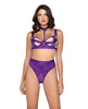 Load image into Gallery viewer, Bondage Stripe Demi Cup Underwire Bra &amp; Panty Purple XL
