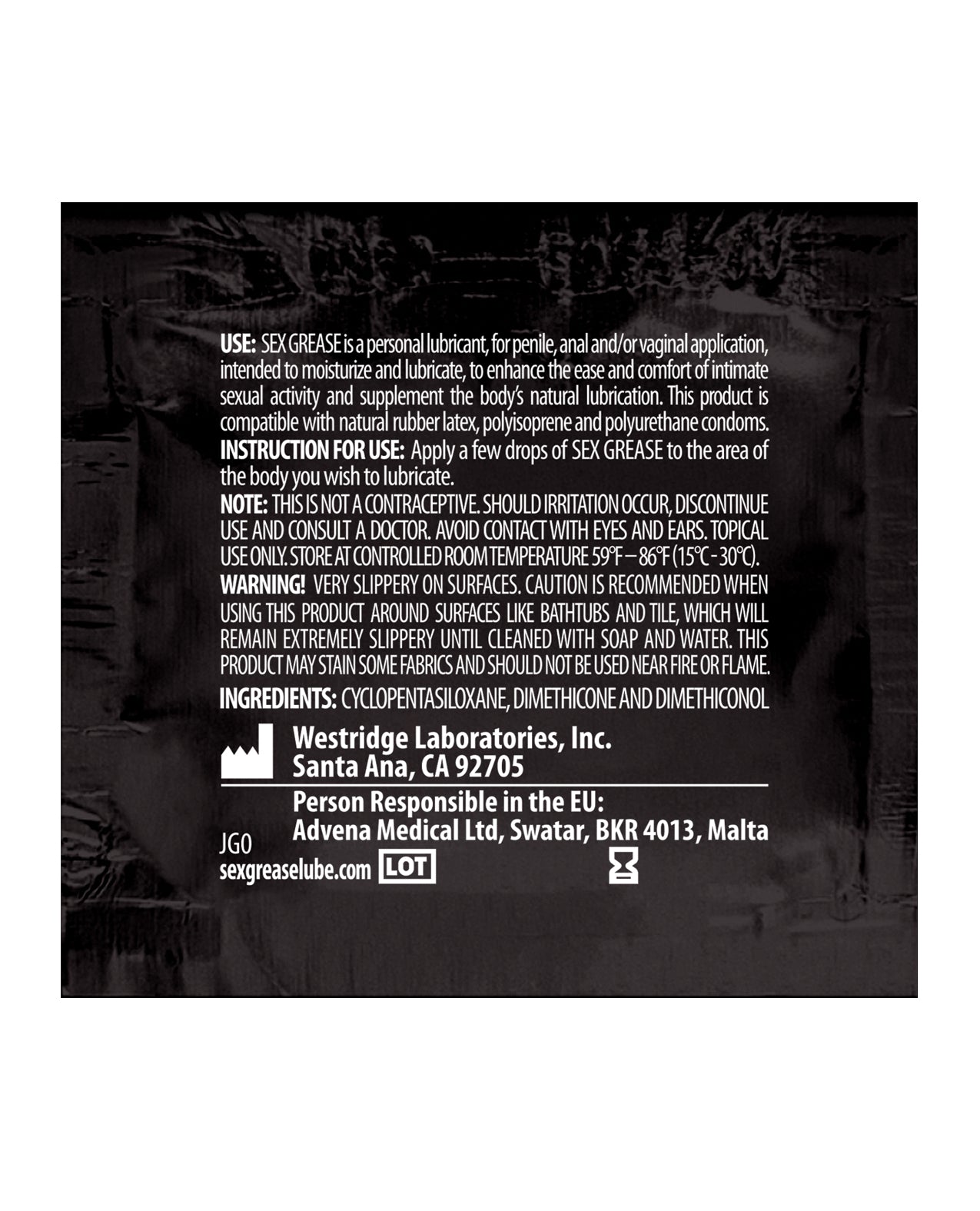 Sex Grease Silicone - 2 ml Foil