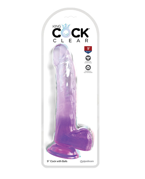 King Cock Pene Trasparente 9" con Testicoli - Viola