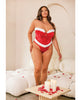 Bild in den Galerie-Viewer laden, Holiday Santa's Entourage Boned Velvet Bustier w/Marabou Trim &amp; G-String Red/White 1X/2X
