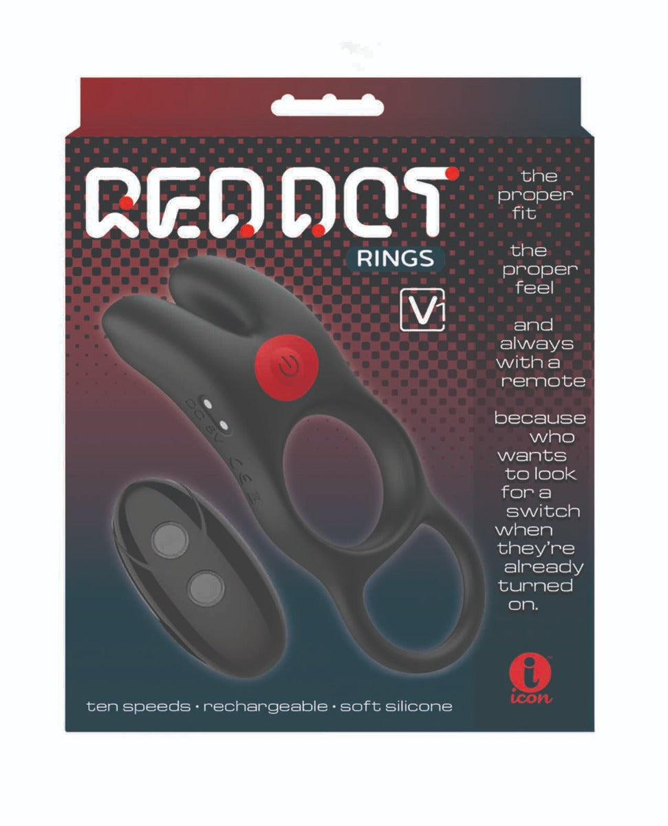 Massive Red Dot Cock Ring V1 - Black