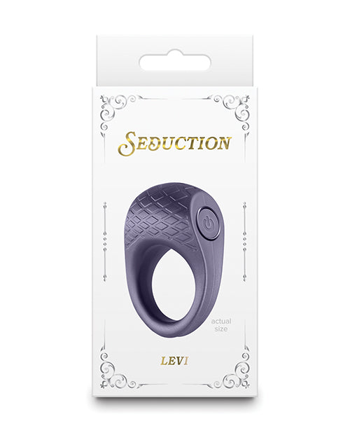Seduction Levi Silicone Vibrating Cock Ring Metallic Grey Rechargeable 3 Speeds