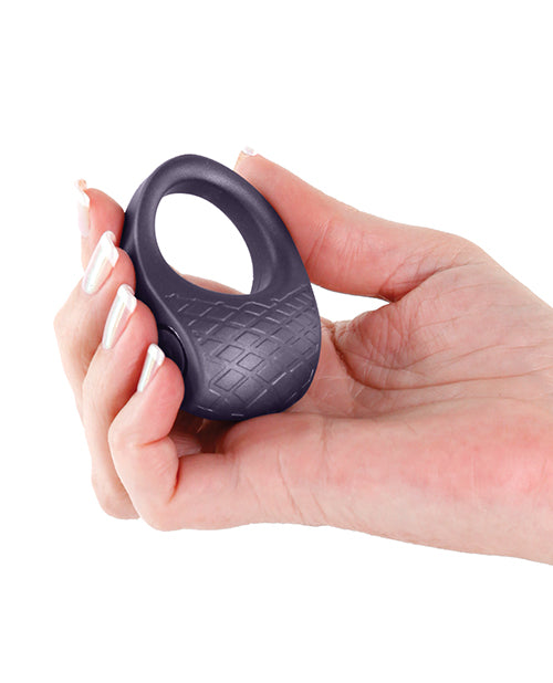 Seduction Levi Silicone Vibrating Cock Ring Metallic Grey Rechargeable 3 Speeds