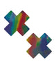 Charger l'image dans la visionneuse de la galerie, Neva Nude Holographic X Factor Pasties - Rainbow/Black O/S
