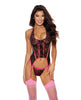 Load image into Gallery viewer, Lace Underwire Bustier w/G-String Black/Hot Pink XXL

