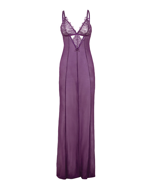 Katana Mesh & Eyelash Lace Gown - Purple L/XL