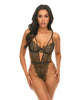 Cargue la imagen en el visor de la galería, Greta Snake Eyelash Lace Teddy - Black/Gold MD
