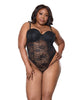 Load image into Gallery viewer, Lace Teddy w/Padded Underwire Cups &amp; Removable Neck Accent - Black 3X/4X
