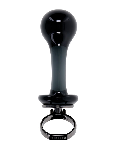 Gender X Blow Pop Glass Anal Plug Black Sleek Nonporous