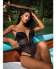 Cargue la imagen en el visor de la galería, Belle Noir Chantilly Lace and Satin Teddy - Black SM
