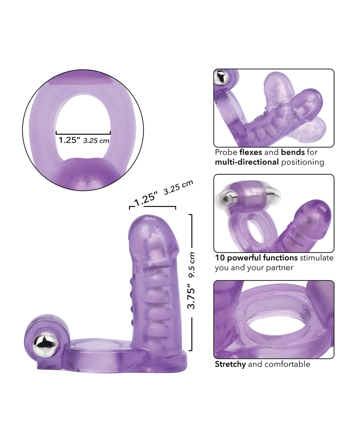Potenziatore Vibrante Double Diver con Penetratore Flessibile - Viola