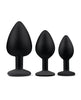 Cargue la imagen en el visor de la galería, Gemsations 3 pc 2.75" &amp; 3.15" &amp; 3.7" Silicone Bling Bling Butt Plug Training Set - Black
