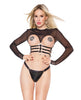 Charger l'image dans la visionneuse de la galerie, Darque Stretch Mesh Long Sleeve Open Bust Crop Top Black OS
