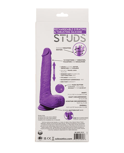 Vibratore ricaricabile in silicone con perline rotanti e pulsanti - Viola