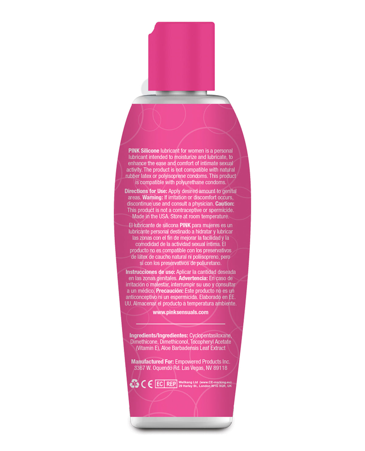Roze siliconen glijmiddel - 4.7 oz fles met flipdop