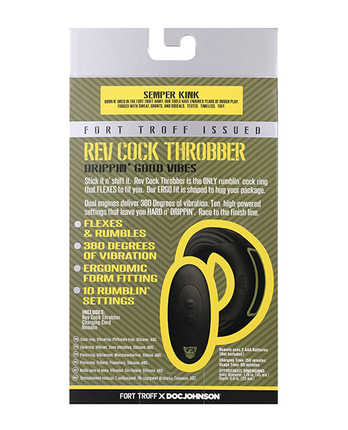 Fort Troff Rev Cock Throbber Vibrating Cock Ring - Black