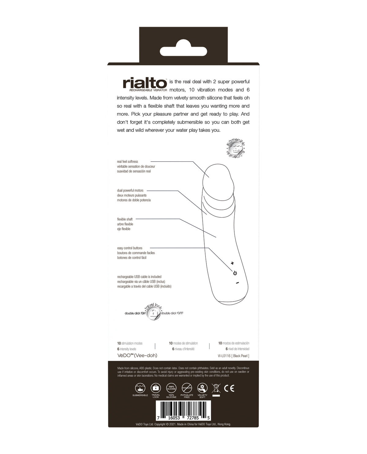 VeDO Rialto Rechargeable Vibe - Black Pearl