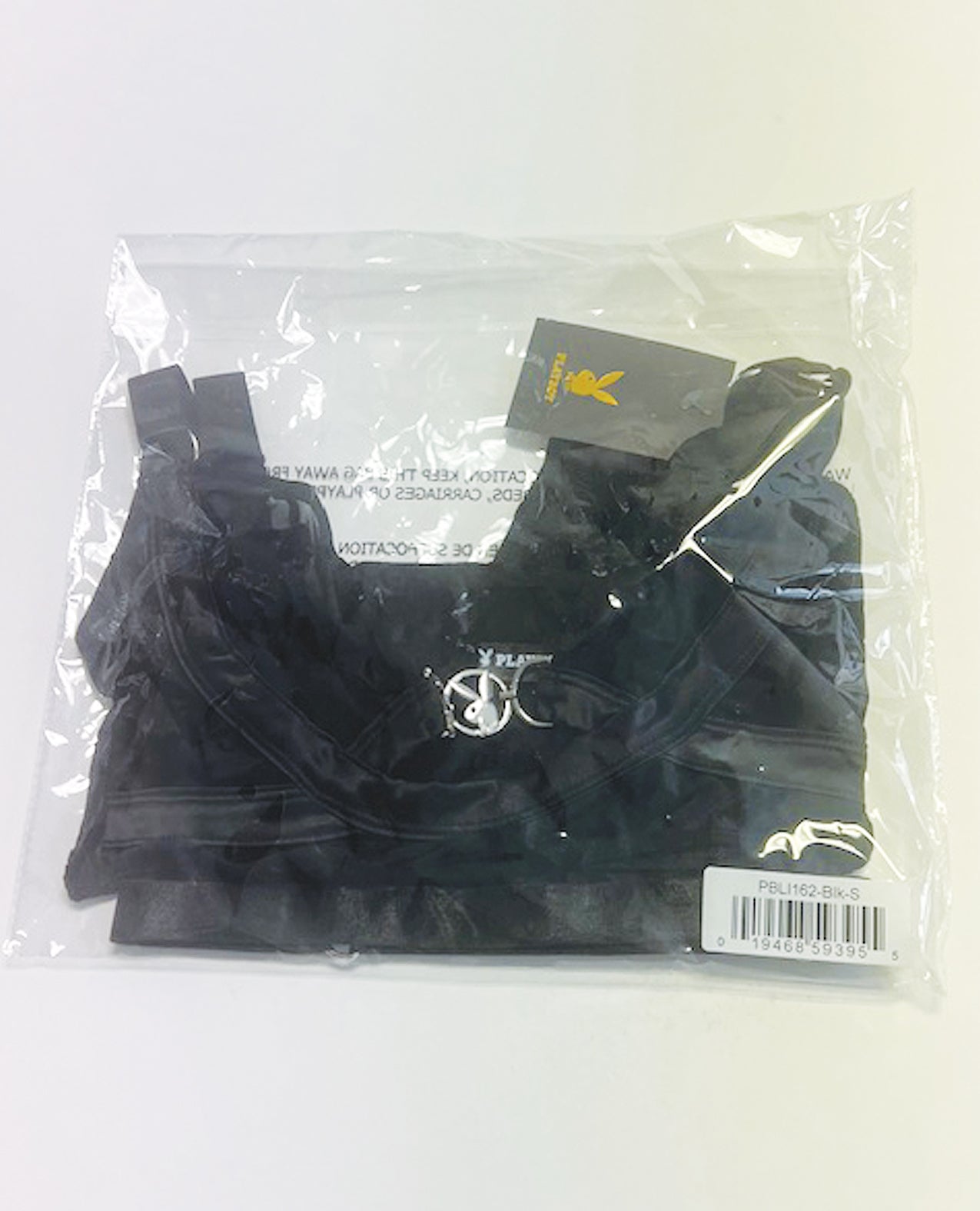 Playboy Bunny Charm Mesh Bralette w/Thong 2 pc Set - Black XL