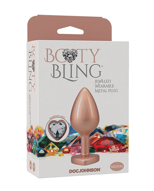 Booty Bling Jeweled Metal Butt Plug Medium Gold Spade Shape