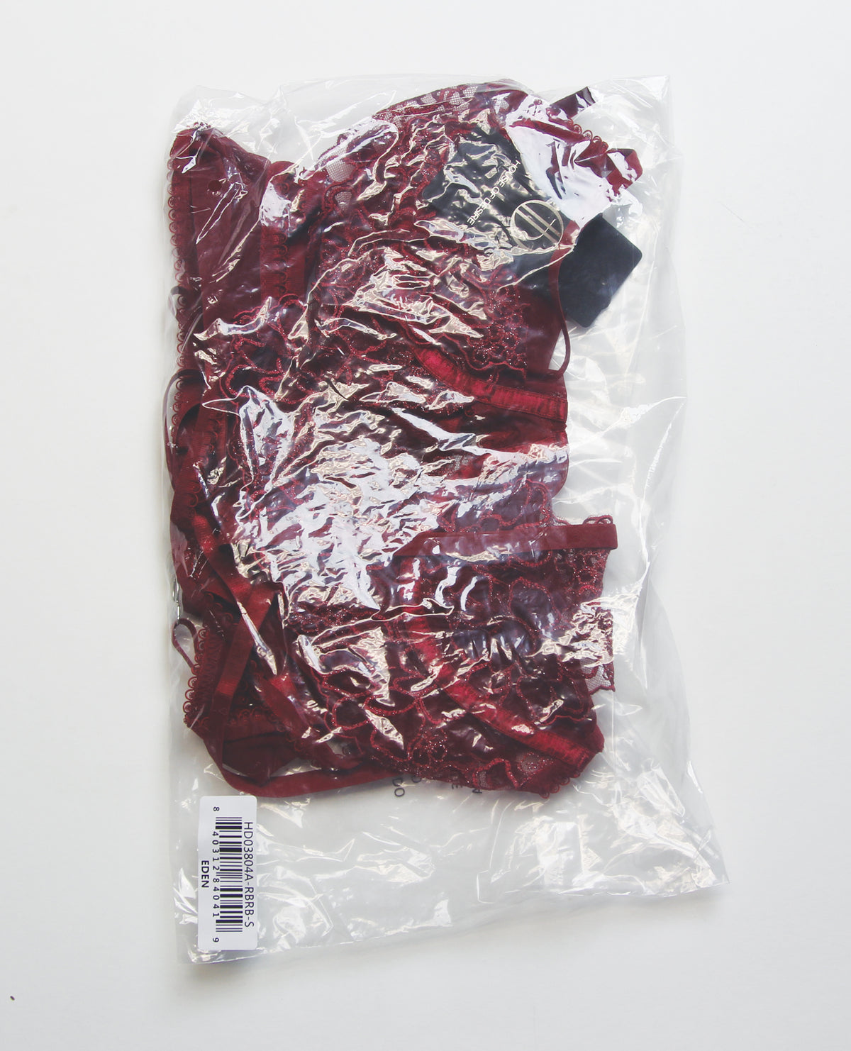 Eden Embroidered Lace And Mesh Teddy With Garters Dark Red Large